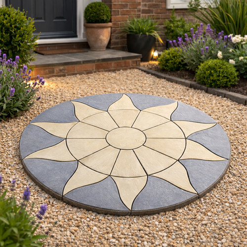 Paving sun circle slabs - circle, stones