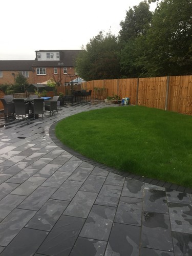 Black slate paving patio slabs - slate,