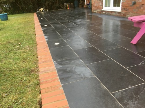 Black slate paving patio - paving,