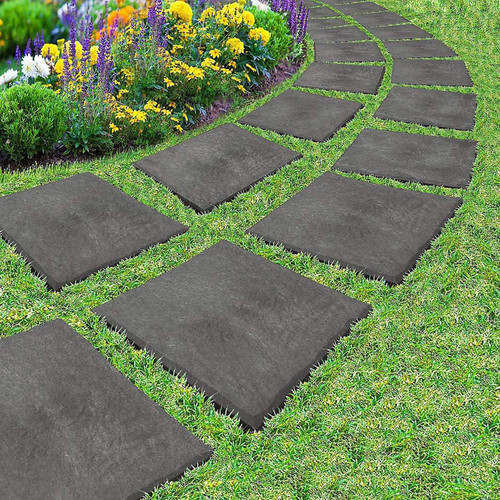 4pc grey plastic garden tiles - plastic,